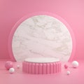 Modern Pink Podium With White Top Marble And Background 3d Render