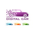 Modern pixel car logo vector. robotic logo design Royalty Free Stock Photo