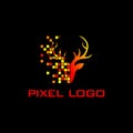 Modern pixel deer logo vector. robotic logo design