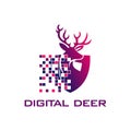 Modern pixel deer logo vector. robotic logo design