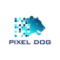 Modern pixel dog logo vector. robotic logo design