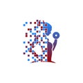 Modern pixel fitness logo vector. robotic logo design