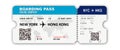 Modern plane ticket with city, passenger, gate, flight, class, seat. Vector illustration Royalty Free Stock Photo