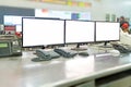 Modern plant control room and computer monitors Royalty Free Stock Photo