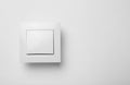 Modern plastic light switch on white background. Space for text Royalty Free Stock Photo