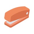 Modern plastic red stapler with metallic clamp equipment for paperwork isometric vector illustration