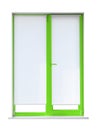 Modern plastic window with bright green frame on white background Royalty Free Stock Photo