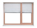 Modern plastic window with pale orange frame on white background