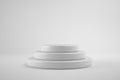 Modern Platform stand podium display on white room background.  for empty product shelf or exhibition stage backdrop. 3D rendering Royalty Free Stock Photo