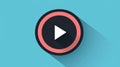Play Button With Modern Design Element and Shadow on Light Blue Royalty Free Stock Photo