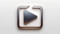 Modern Play Button Icon with 3D Effect and Metallic Finish for Media Applications