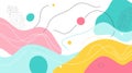 Modern and playful abstract background design with overlapping pastel-colored blobs, dynamic lines, and scattered dots Royalty Free Stock Photo