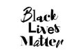 Modern, playful, bold graphic design of a saying `Black Lives Matter` in black color.