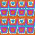 Ditzy pixel abstract rainbow seamless pattern backdrop. Modern playful variegated repeating graphic design for kids