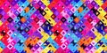 Ditzy pixel abstract rainbow seamless border pattern backdrop. Modern playful variegated repeating graphic design for