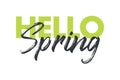 Modern, playful, vibrant graphic design of a saying `Hello Spring` in yellow and grey colors.