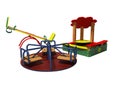 Modern playground for children with sandbox and swings 3d render on white background no shadow Royalty Free Stock Photo