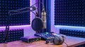 Modern Podcast Studio Setup with Microphone and Mixer Royalty Free Stock Photo
