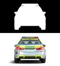 modern police car back view 3d remdr on white with alpha