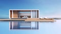 Modern Pool Villa Sea view - 3D rendering Royalty Free Stock Photo