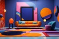Modern pop art interior design with bright expressive colours