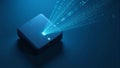 Modern Portable Projector With Data Stream Royalty Free Stock Photo