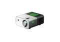 Modern portable projector with green power indicator and lens focus ring on a white background Royalty Free Stock Photo