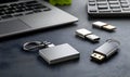 AI-Generated USB Drives & Laptop Royalty Free Stock Photo