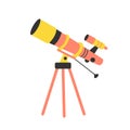 Modern portable three legged telescope. Flat vector illustration