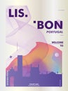 Portugal Lisbon skyline city gradient vector poster