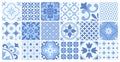 Modern portuguese tiles, floral kitchen mosaic patterns for decor walls or floor. Tiling decorations, ceramic moroccan