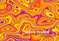 Modern poster with 80 s wave pattern. Abstract music pulse background. Trendy modern style. Rainbow color. Trendy