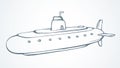 Large modern submarine. Vector drawing