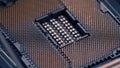 Modern powerful CPU processor socket close up. Digital technology concept background. Royalty Free Stock Photo