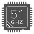 Modern powerful processor solid icon. Computer microchip, CPU overlock symbol, glyph style pictogram on white background Royalty Free Stock Photo