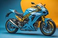 Modern powerful sports motorcycle on a colorful background. ai generative