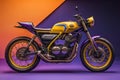 Modern powerful sports motorcycle on a colorful background. ai generative