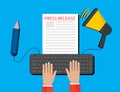 Modern Press Release Concept For Web, On-Line News. Flat Design Royalty Free Stock Photo