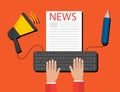 Modern Press Release Concept For Web, On-Line News. Flat Design Royalty Free Stock Photo