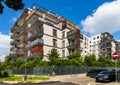 Modern prestigious residential plaza building at 23A Madalinskiego and Grazyny street in Mokotow district of Warsaw in Poland