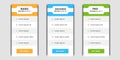 Modern pricing plans template elements vector. Isolated pricing or subscription plan for website or app. Pricing table compare web