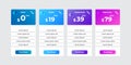 Modern pricing plans template elements vector. Isolated pricing or subscription plan for website or app. Pricing table compare web