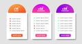 Modern pricing plans template elements vector. Isolated pricing or subscription plan for website or app. Pricing table compare web