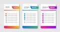 Modern pricing plans template elements vector. Isolated pricing or subscription plan for website or app. Pricing table compare web