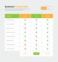 Modern pricing table template with check list for website interface design