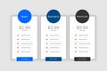 Modern pricing table template design Royalty Free Stock Photo