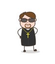 Modern Priest with Black Goggle Vector Royalty Free Stock Photo
