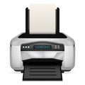 Modern printer with blank paper up object isolated
