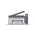 Modern printer illustration with scanner and control panel Royalty Free Stock Photo
