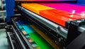 Modern printing plant uses automated machinery for accurate printing service generated by AI
